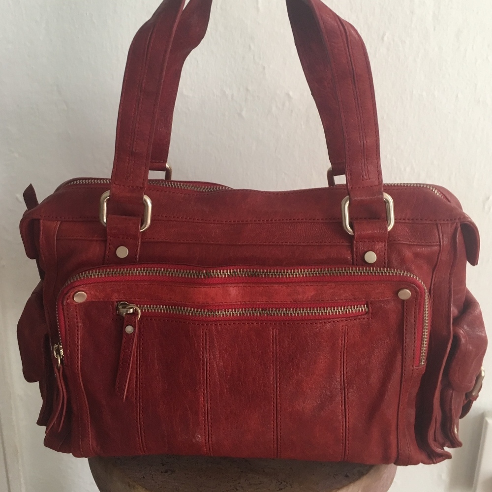 Junior Drake Distressed Red Leather Bag